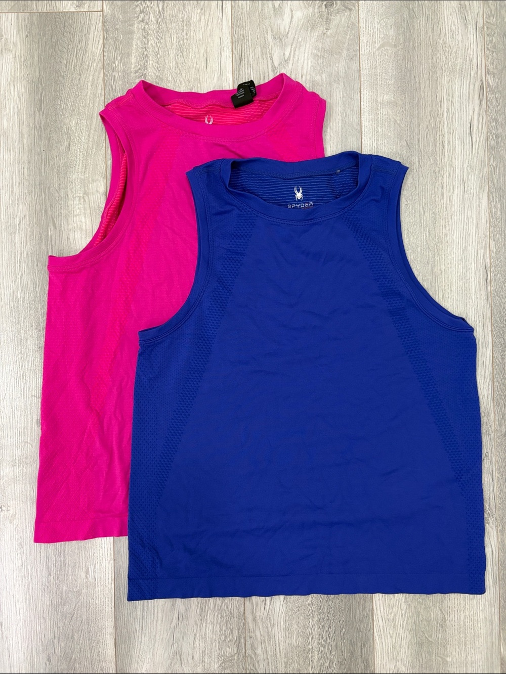 Spyder - 2 Athletic Tanks - Pink and Blue - Size Medium